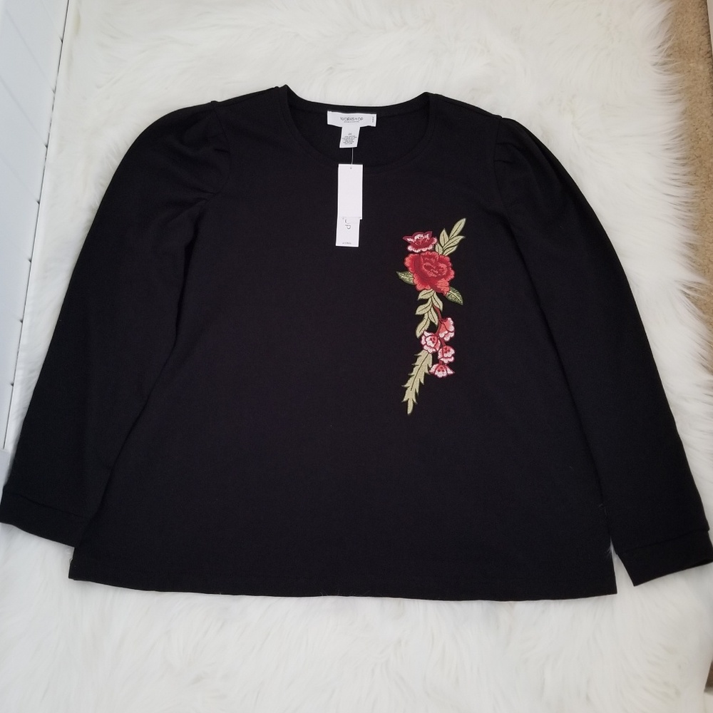 Plus Size Floral Embroidered Pullover Sweater